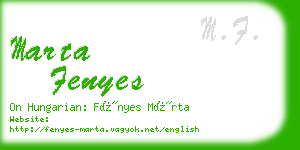 marta fenyes business card